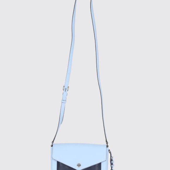 MICHAEL KORS GREENWICH DUAL COLOR POCKET SMALL FLAP CROSSBODY Sky/Navy - Picture 11 of 12